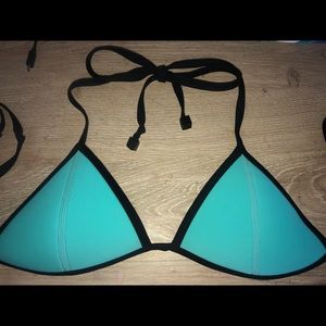 aqua blue tie triangl bikini top